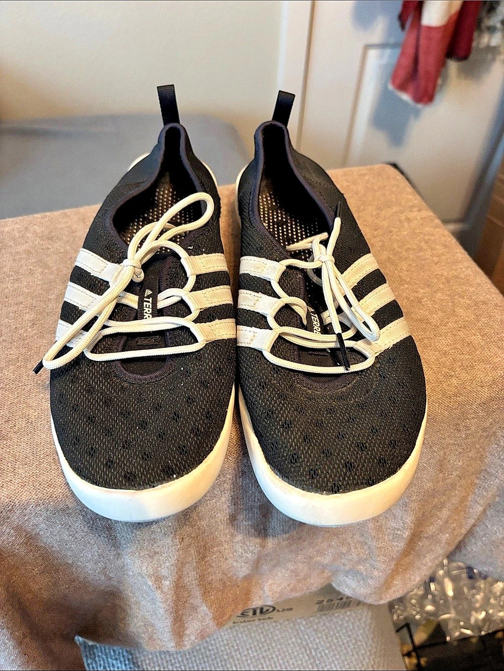 Adidas Terrex Boat Slip-On Climacool Striped Sneakers in Black & White